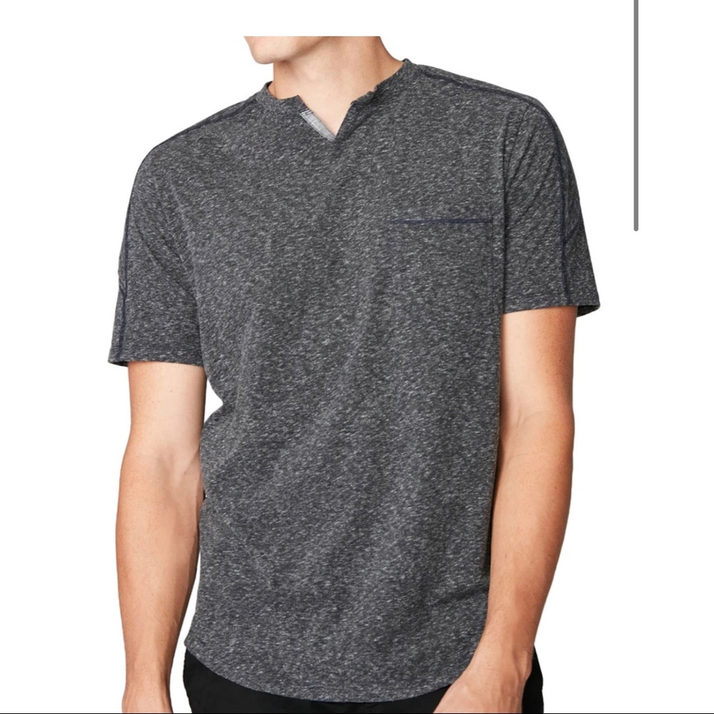 Good Man heather gray notched neck t-shirt